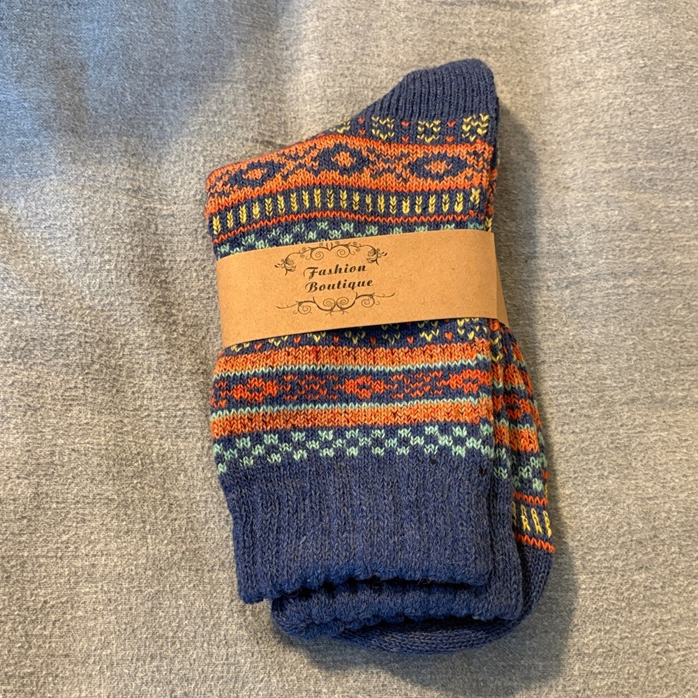NWT Patterned Socks - Blue and Orange